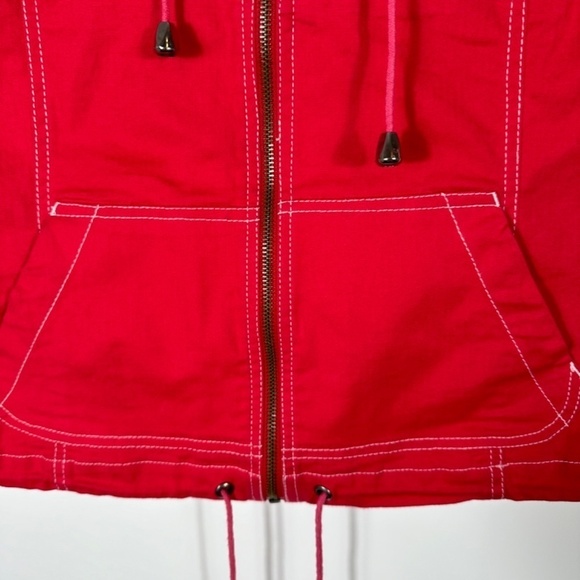 Y2K Keren Hart Red Zip Hooded Vest Size Small Pockets - Picture 7 of 11